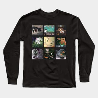 Cat Quilt. Nine images of feline fun. Long Sleeve T-Shirt